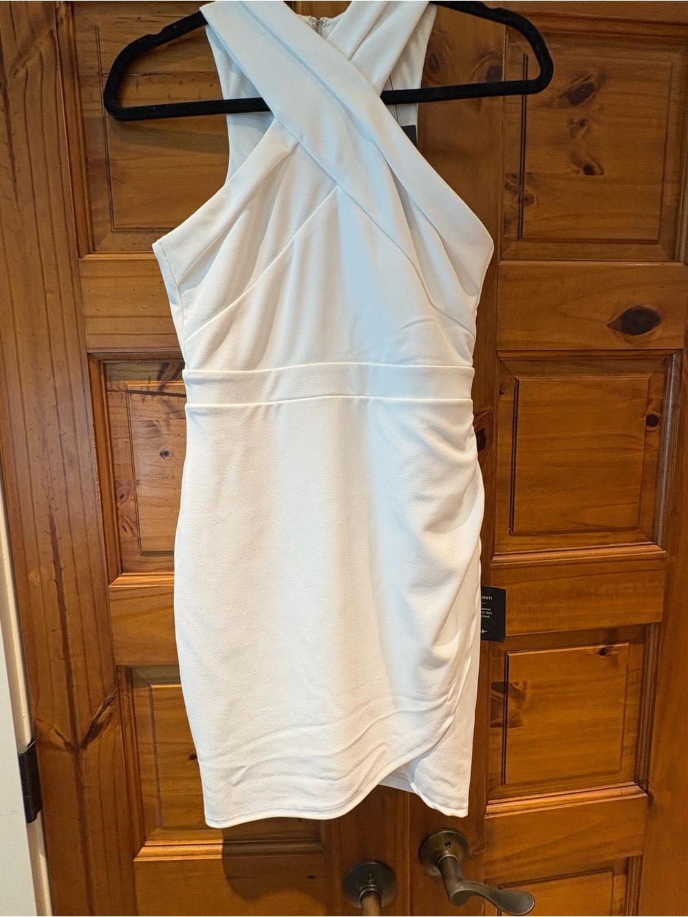 Lulu's White Cross-Strap Mini Sheath Dress